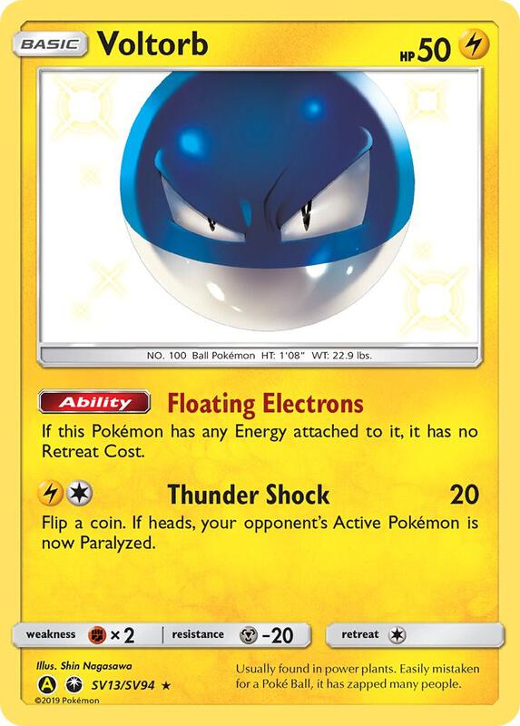 Voltorb Pokemon card from Hidden Fates: Shiny Vault