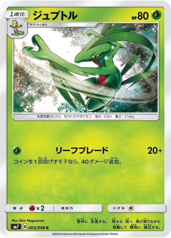Grovyle (Japanese) Pokemon card from SM7: Sky-Splitting Charisma