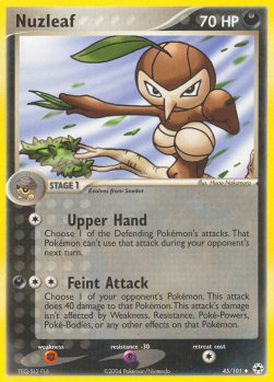 Nuzleaf Pokemon card from EX Hidden Legends