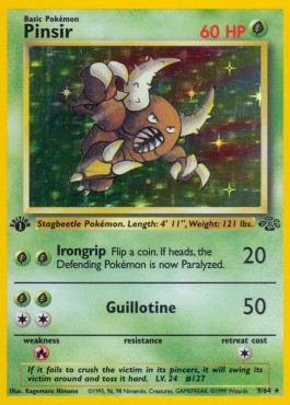Pinsir Pokemon card from Jungle