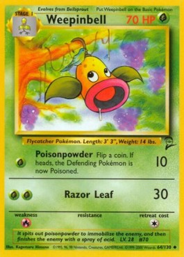 Weepinbell Pokemon card from Base Set 2