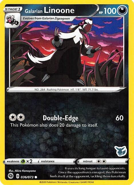 Galarian Linoone Pokemon card from Battle Academy 2022