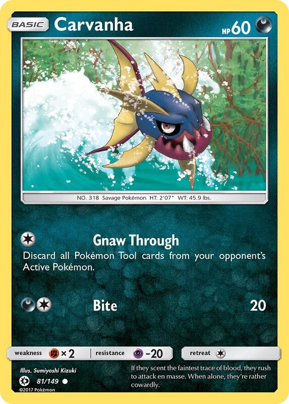Carvanha Pokemon card from SM Base Set