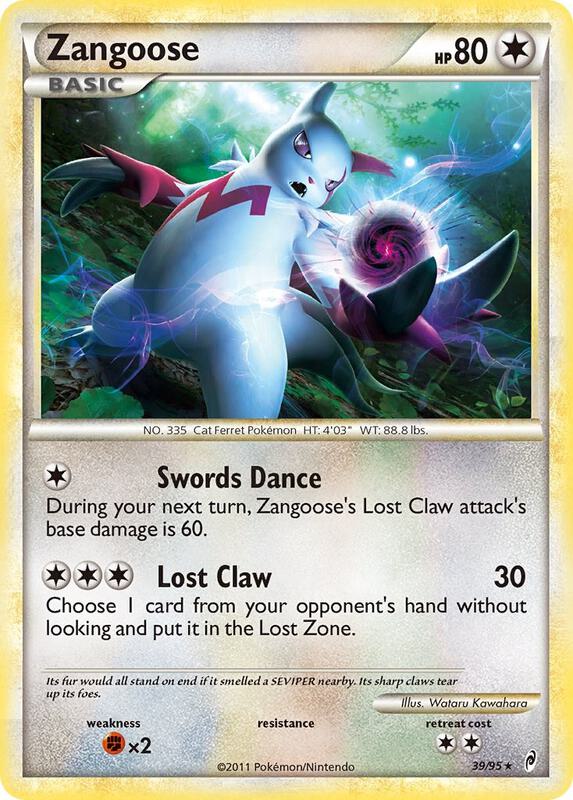 Zangoose Pokemon card from Call of Legends