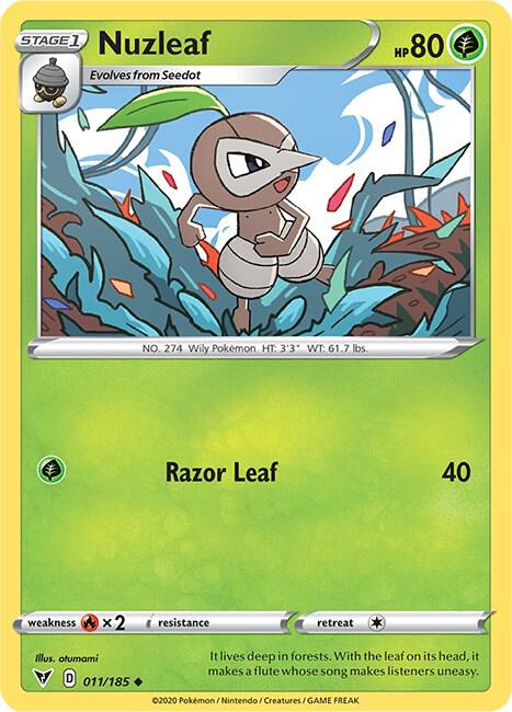 Nuzleaf Pokemon card from SWSH04: Vivid
