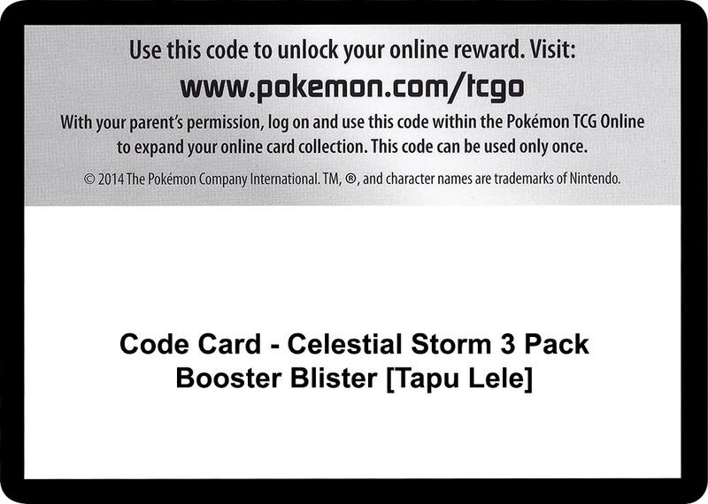 Code Card - Celestial Storm 3 Pack Booster Blister [Tapu Lele] Pokemon card from SM - Celestial Storm