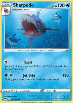 Sharpedo Pokemon card from Evolving Skies