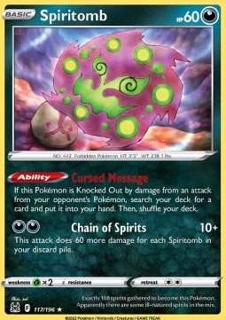 Spiritomb Pokemon card from Lost Origin