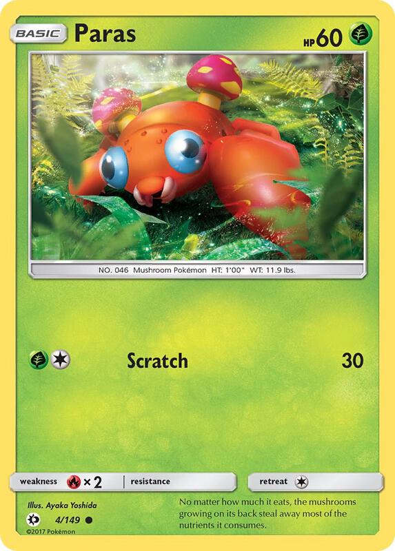 Paras Pokemon card from SM Base Set