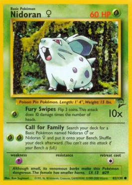 Nidoran [F] (Holo) Pokemon card from Base Set 2