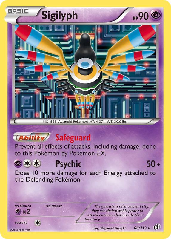 Sigilyph Pokemon card from Legendary Treasures