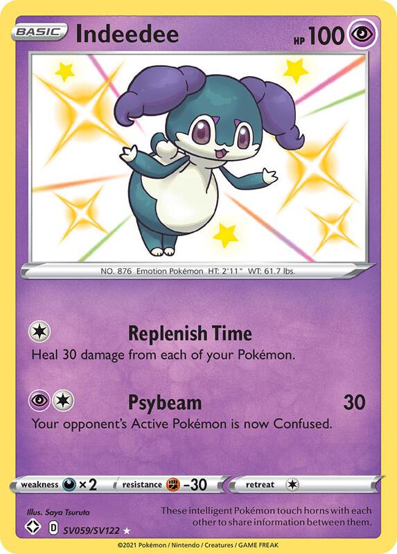 Indeedee Pokemon card from Shining Fates: Shiny Vault