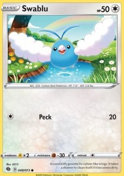 Swablu Pokemon card from Champion's Path