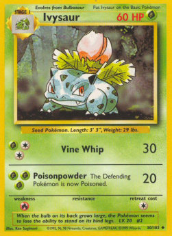 Ivysaur Pokemon card from Base Set
