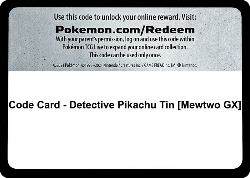 Code Card - Detective Pikachu Tin [Mewtwo GX] Pokemon card from Detective Pikachu