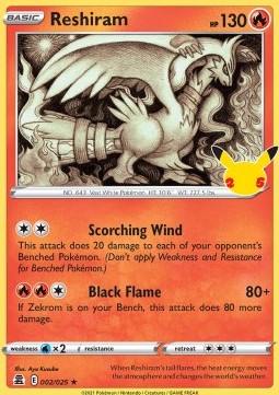 Reshiram Pokemon card from Celebrations