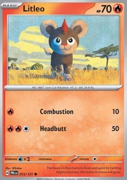 Litleo Pokemon card from Prismatic Evolutions