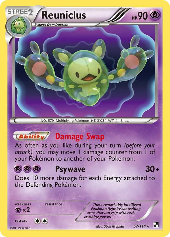 Reuniclus Pokemon card from Black and White
