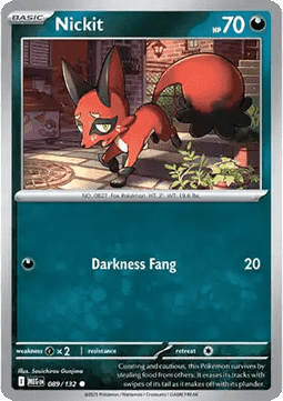 Nickit Pokemon card from Mega Evolution
