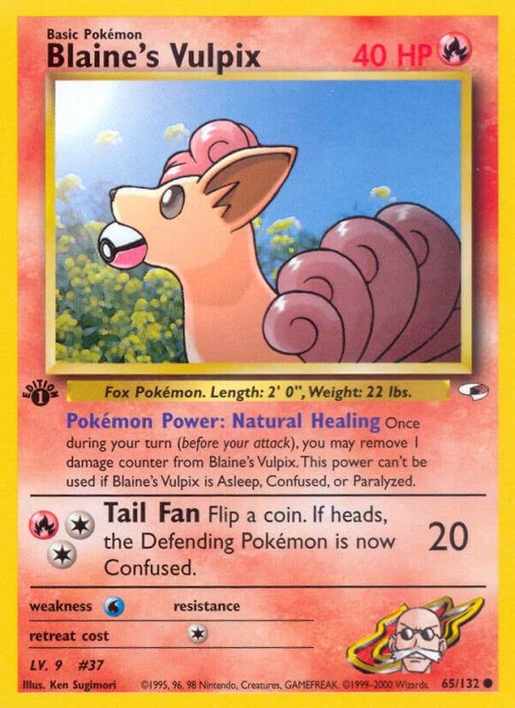 Blaine's Vulpix Pokemon card from Gym Heroes