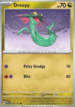 Dreepy Pokemon card from Prismatic Evolutions