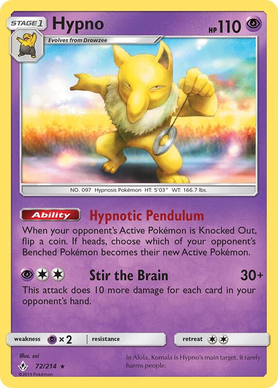 Hypno Pokemon card from SM - Unbroken Bonds
