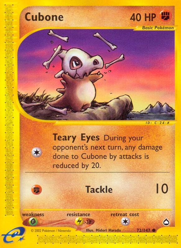 Cubone Pokemon card from Aquapolis