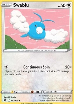 Swablu Pokemon card from Silver Tempest
