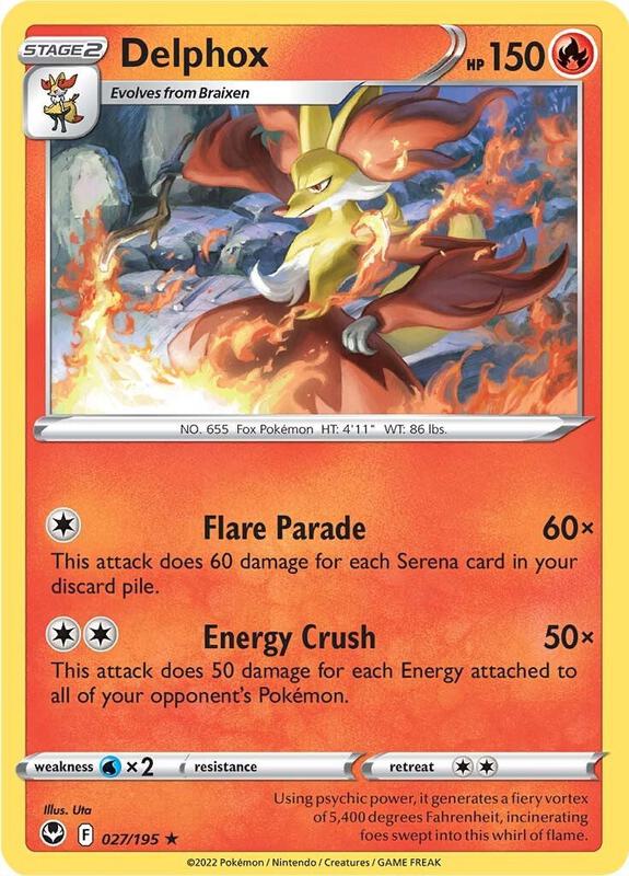 Delphox Pokemon card from SWSH12: Silver
