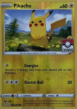 Pikachu Pokemon card from Evolving Skies