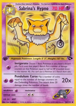 Sabrina's Hypno Pokemon card from Gym Challenge