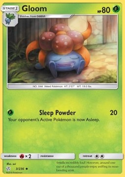 Gloom Pokemon card from Cosmic Eclipse