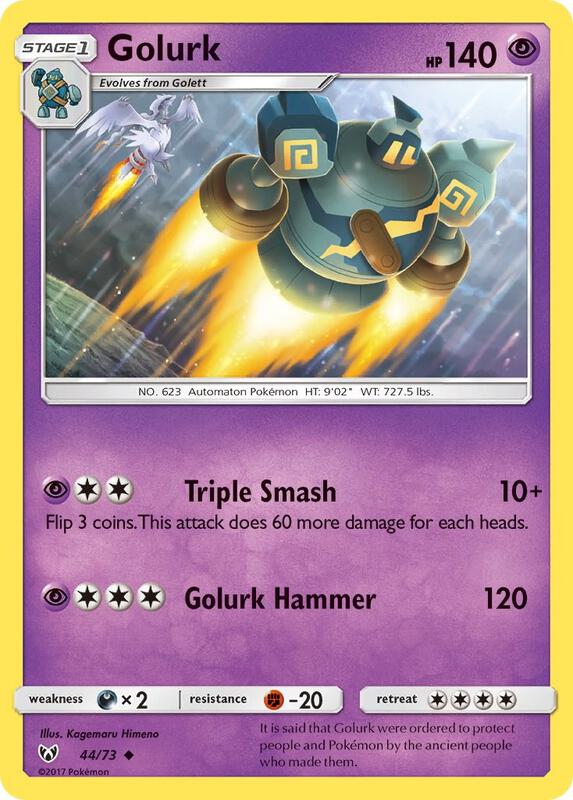 Golurk Pokemon card from Shining Legends
