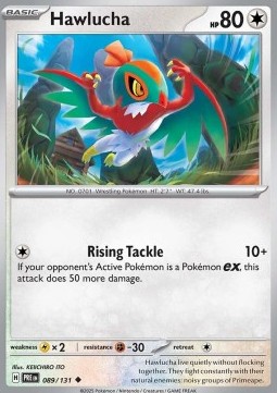 Hawlucha Pokemon card from Prismatic Evolutions