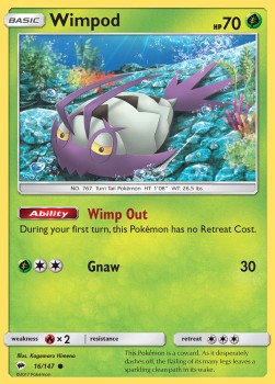 Wimpod Pokemon card from Burning Shadows