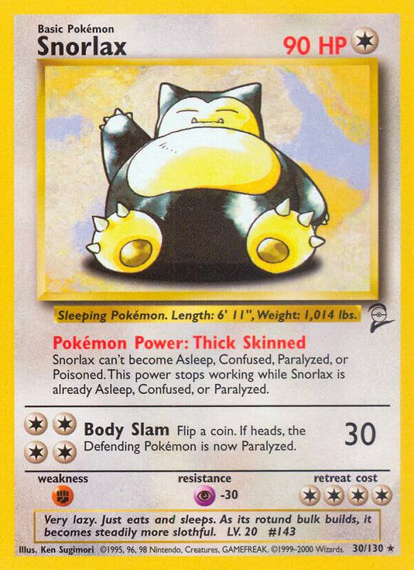 Snorlax Pokemon card from Base Set 2