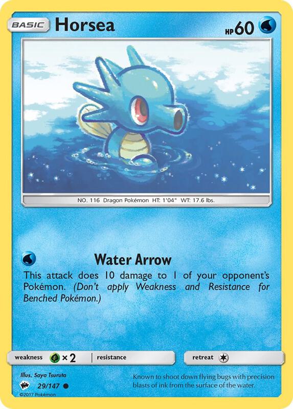 Horsea Pokemon card from SM - Burning Shadows