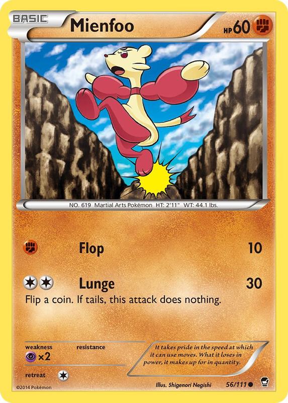 Mienfoo Pokemon card from XY - Furious Fists