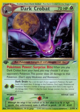 Dark Crobat Pokemon card from Neo Destiny