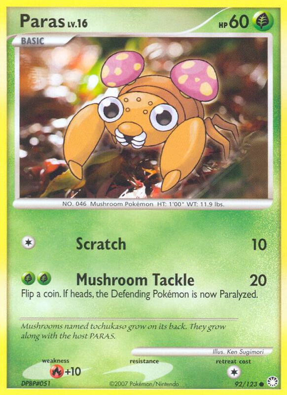 Paras Pokemon card from Mysterious Treasures