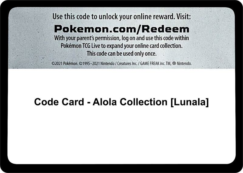 Code Card - Alola Collection [Lunala] Pokemon card from TCG: Tempest