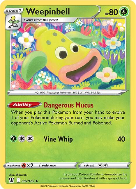 Weepinbell Pokemon card from SWSH05: Battle Styles