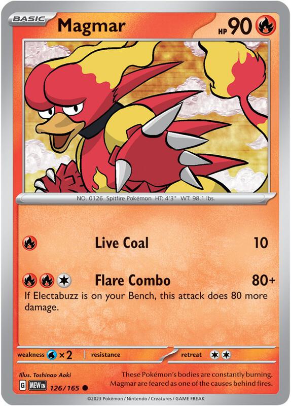 Magmar Pokemon card from SV: Scarlet & Violet 151