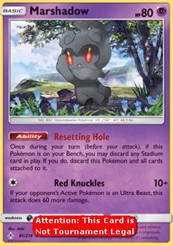 Marshadow Pokemon card from Unbroken Bonds