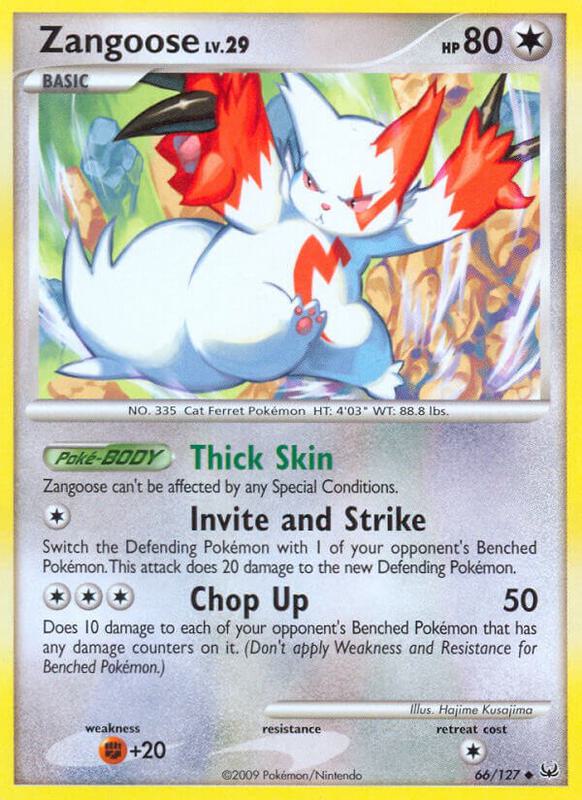 Zangoose Pokemon card from Platinum