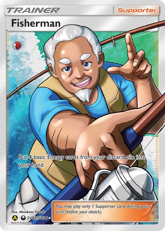 Fisherman Pokemon card from Hidden Fates: Shiny Vault