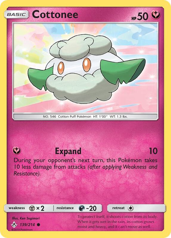 Cottonee Pokemon card from SM - Unbroken Bonds
