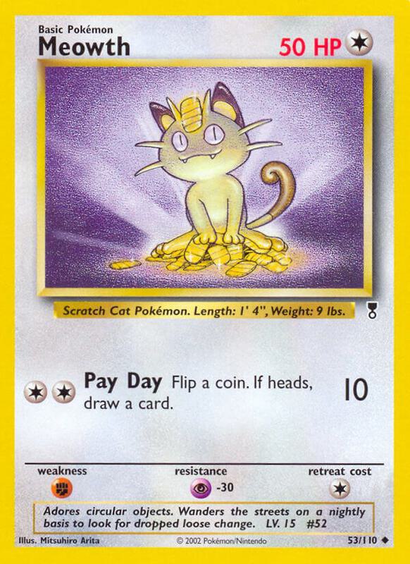 Meowth Pokemon card from Legendary Collection