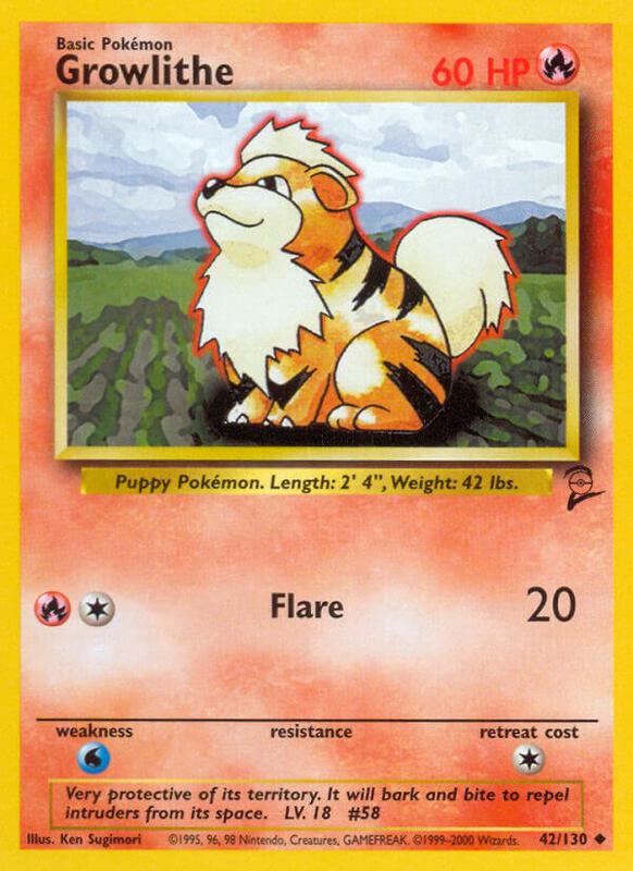 Growlithe Pokemon card from Base Set 2