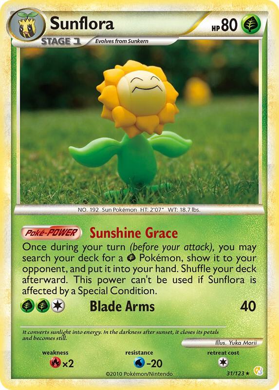 Sunflora Pokemon card from HeartGold SoulSilver